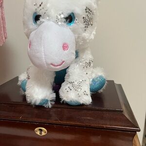 White and Blue Sparkly Unicorn Plush